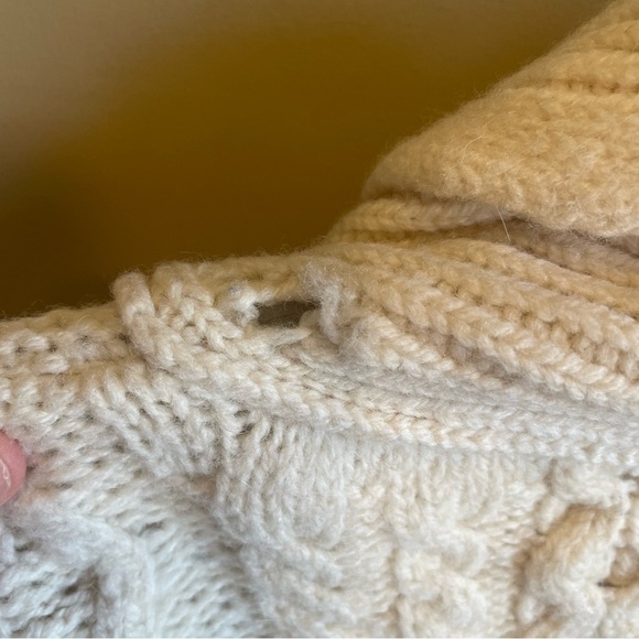 ORVIS Cable Knit Fisherman Ivory Women’s Wool Chunky Sweater Ireland M - Picture 4 of 6